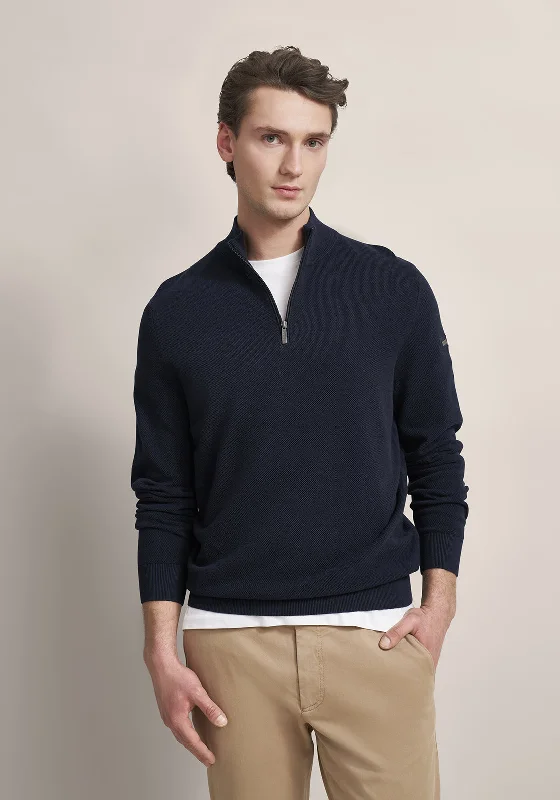 Bugatti Troyer Birdeye Knit Quarter Zip Sweater, MarineHiking Knit Tops