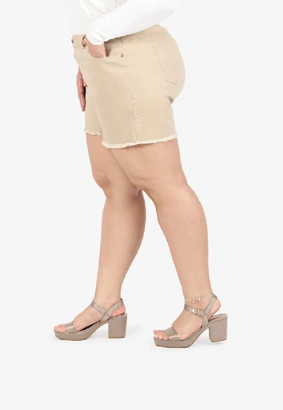 Plus size women's evening topsPeanuts Plus Size Denim Shorts - Light Khaki Brown