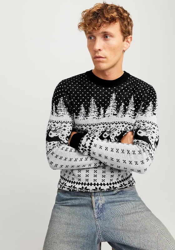 Jack & Jones Christmas Gabriel Knit Crew Neck Sweater, NavyCasual Knit Tops