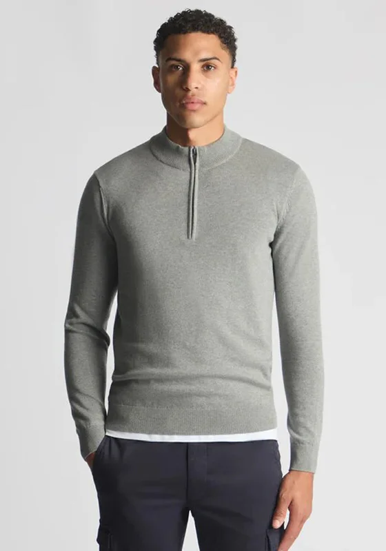 Remus Uomo Half Zip Sweater, GreyLuxury Knit Tops