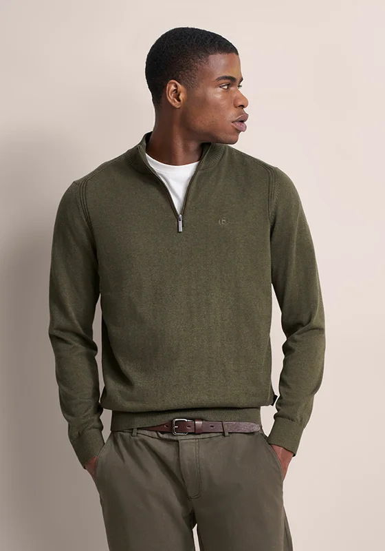 Bugatti Quarter Zip Knit Sweater, GreenOversized Knit Tops