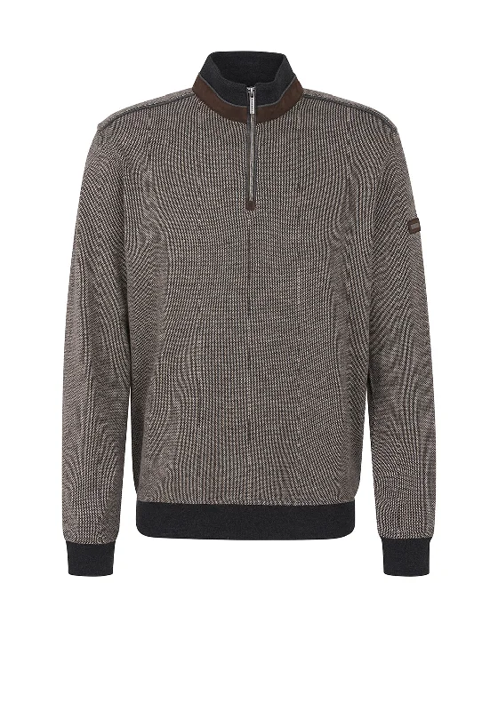 Bugatti Troyer Birdeye Half Zip Sweater, Brown MultiLimited Edition Knit Tops