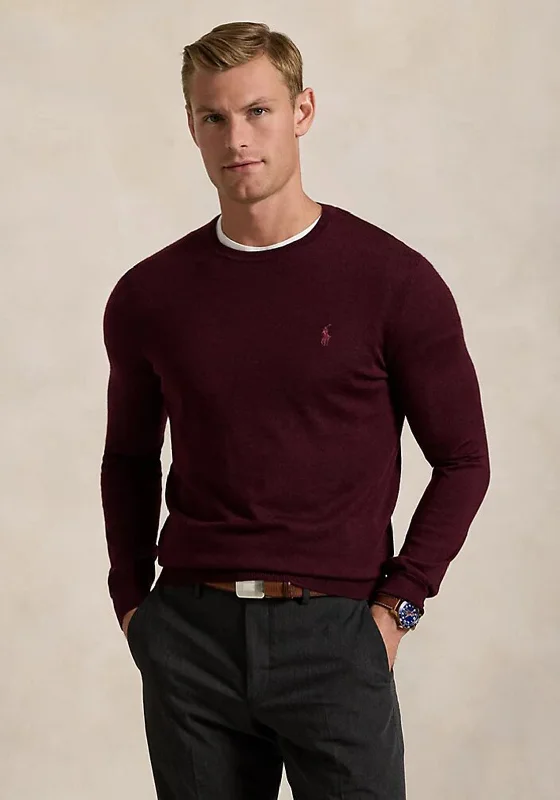 Ralph Lauren Crew Neck Sweater, Wine HeatherSheer Knit Tops