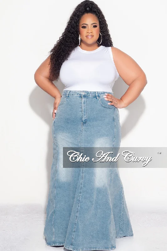 Large women's sun protection topsFinal Sale Plus Size Mermaid Skirt  in Denim