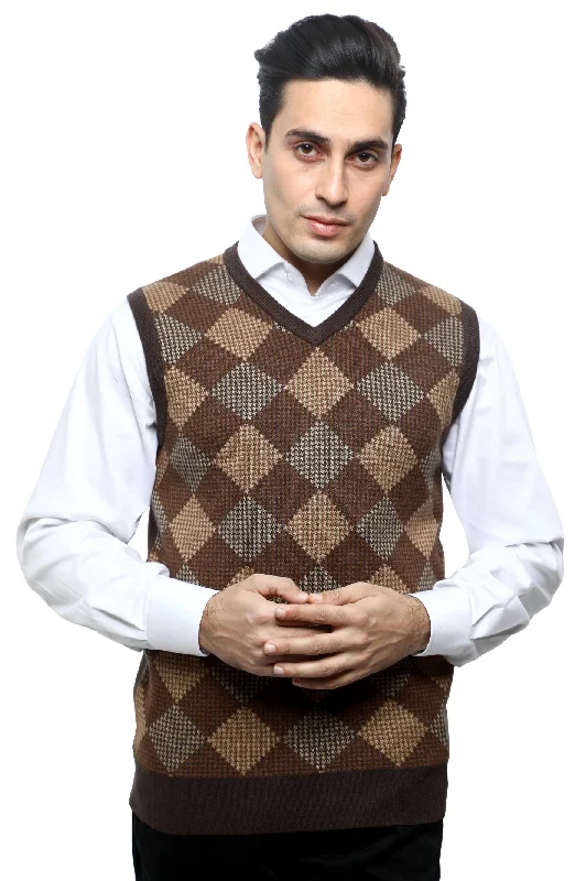 Gents Sweater (Sleeveless) In Brown SKU: SA563-BROWNFleece Knit Tops