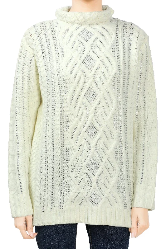 Ladies Sweater SKU: SL862-OFFWHITEOutdoor Knit Tops