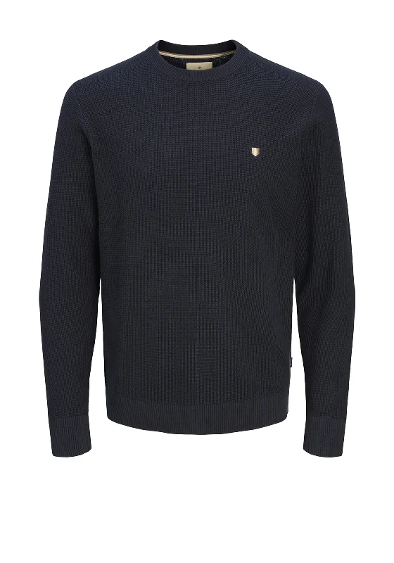 Jack & Jones Knit Crew Neck Sweater, Maritime BlueColorblock Knit Tops