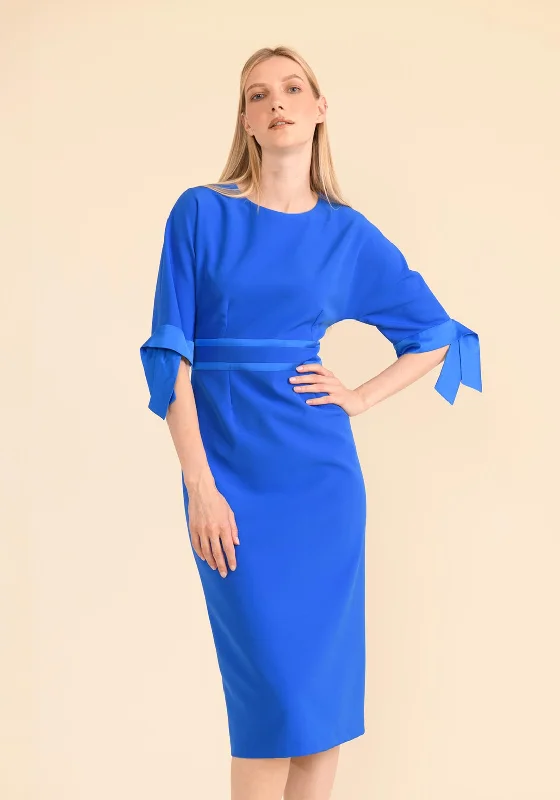 Caroline Kilkenny Aria Ribbon Sleeve Midi Dress, Intense BluePuff-sleeve Dress