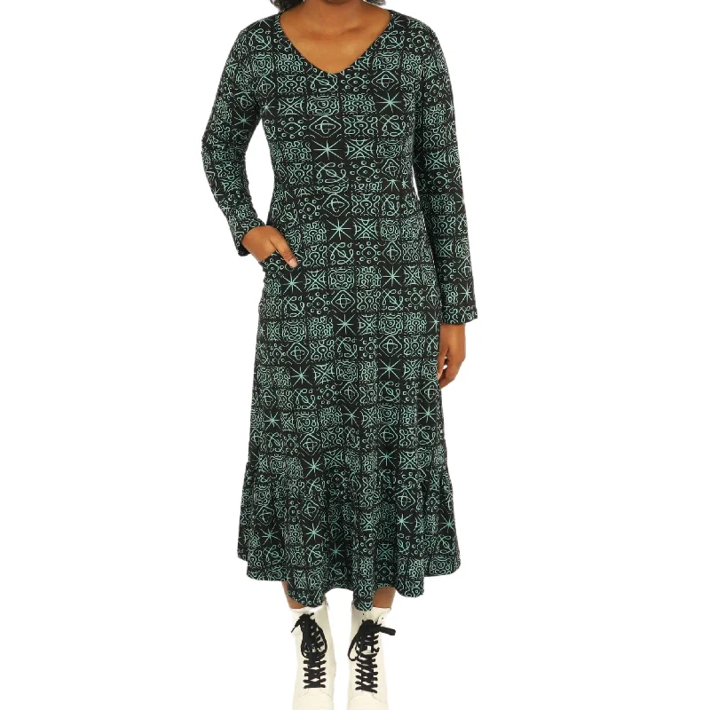 Cymatic Harmony Frill Long Midi Dress (With Waist Seam) [FINAL SALE]Office Dress