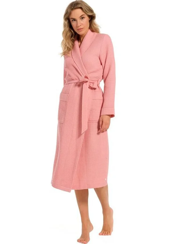 Pastunette Waffle Shawl Collar Dressing Gown, PinkMidi Dress