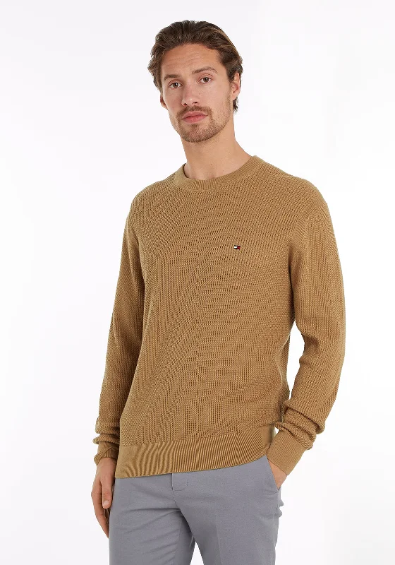 Tommy Hilfiger Textured Knit Crew Neck Sweater, Safari CanvasTasseled Knit Tops