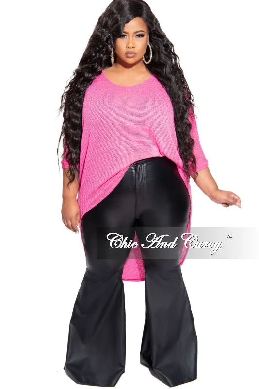 Large women's quick-drying topsFinal Sale Plus Size Knitted High-Low Top in Hot Pink