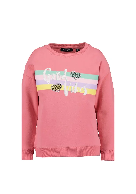 Blue Seven Mini Girl Good Vibes Sweater, PinkMetallic Knit Tops