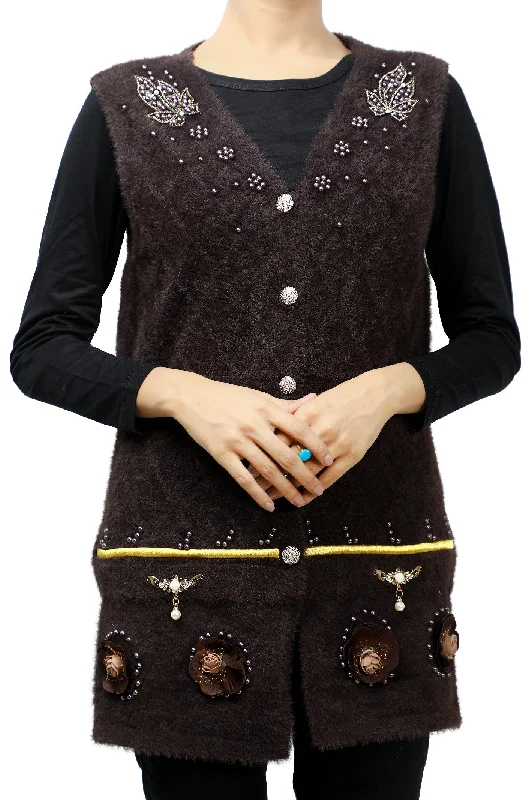 Ladies Sweater SKU: SL951-D-BROWNUrban Knit Tops