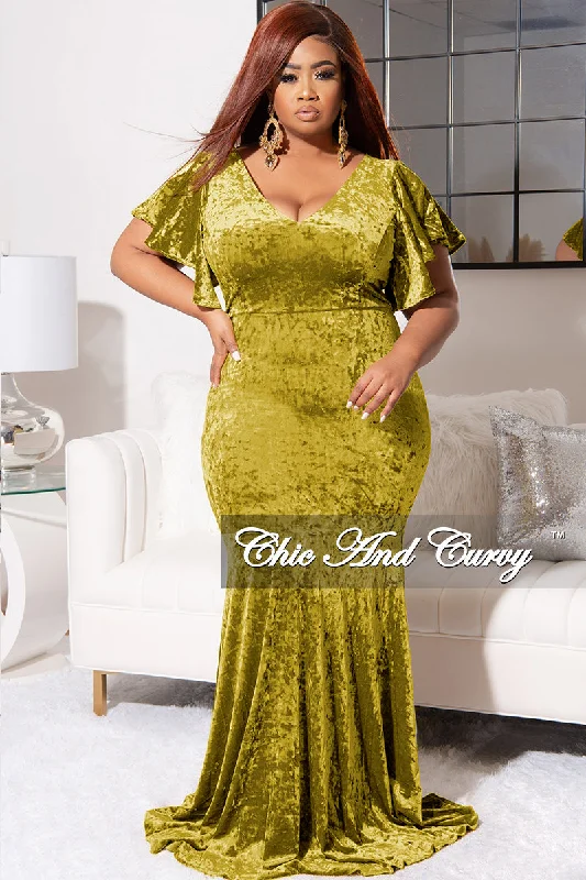 Women's wedding topsFinal Sale Plus Size Faux Wrap Sleeves Gown Velvet in Tea Leaf (similar to Puce)