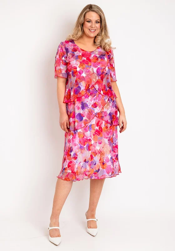 Allison Printed Silk Layered Midi Dress, OrangeSheath Dress