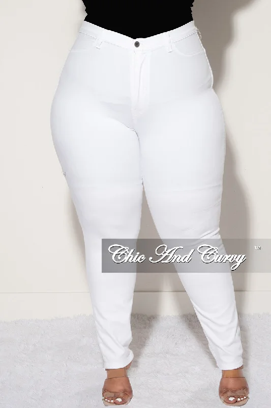 Plus size women's patchwork topsFinal Sale Plus Size Jeans in White