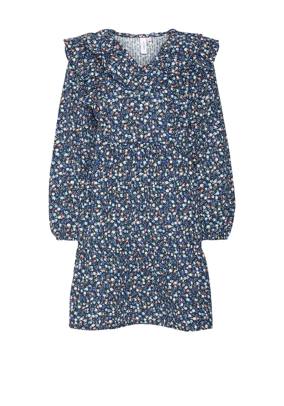 Vero Moda Girl Fia Long Sleeve Print Dress, Navy BlazerAsymmetrical Dress