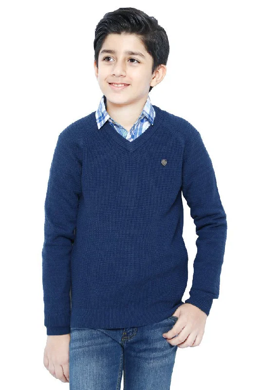 Boys Sweaters In Blue SKU: KBE-0146-BLUEHemp Knit Tops