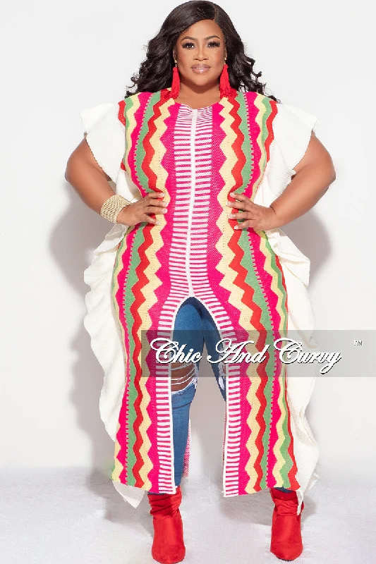 Large women's polyester topsFinal Sale Plus Size Moroccan Dress/Top in Pink & Red Zig Zag Print