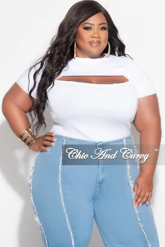 Knit TopFinal Sale Plus Size Top with Cutout in White