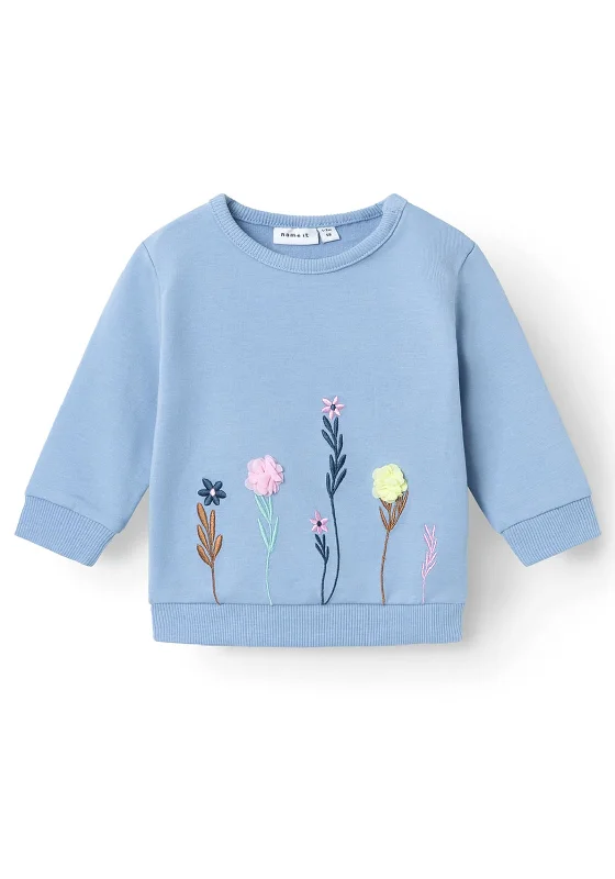 Name It Baby Girl Kamine Long Sleeve Sweater, Endless SkyButton-Up Knit Tops