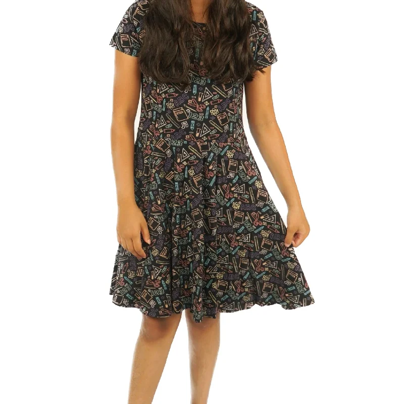 Chalkboard STEAM Kids Twirl Dress [FINAL SALE]Opaque Dress