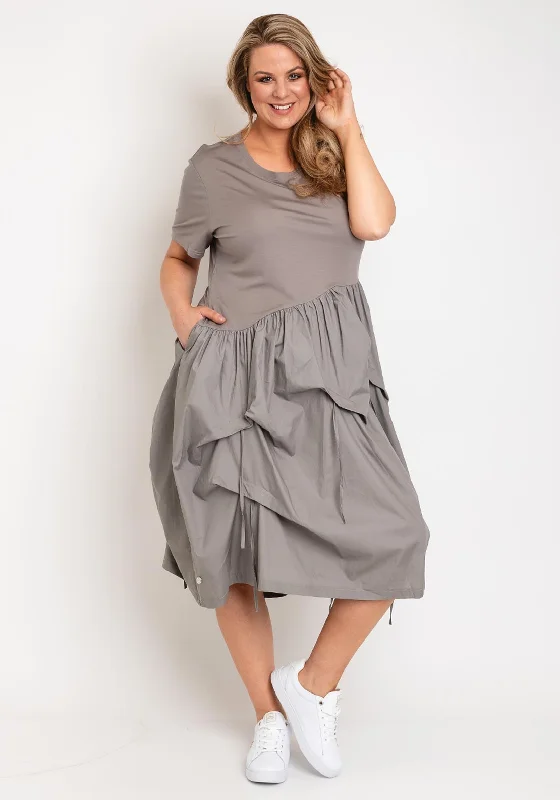 Natalia Collection One Size Taffeta Skirt Midi Dress, MushroomWind Dress