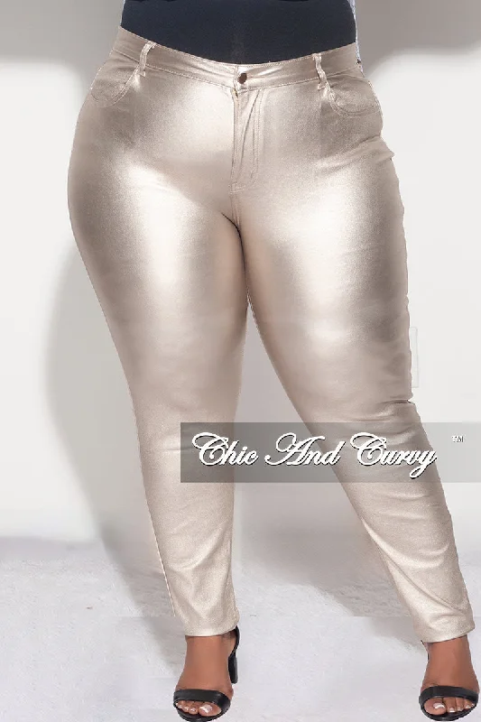 Large women's waist-baring topsFinal Sale Plus Size Jeans in Gold