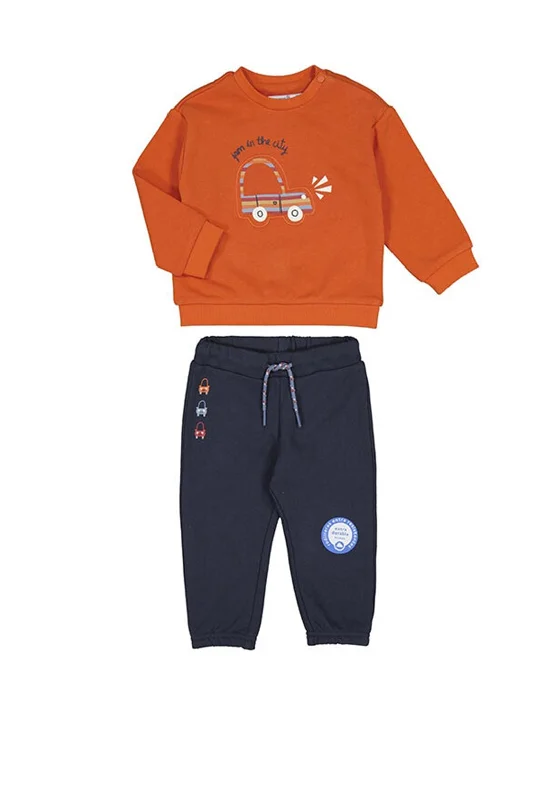 Mayoral Baby Boy Car Sweater and Jogger Set, OrangeLounge Knit Tops