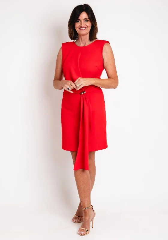 Laura Bernal Statement Belt Mini Dress, RedPuff-sleeve Dress