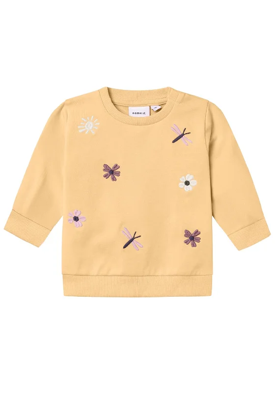 Name It Baby Girl Hillia Light Long Sleeve Sweater, Impaia YellowRecycled Fabric Knit Tops