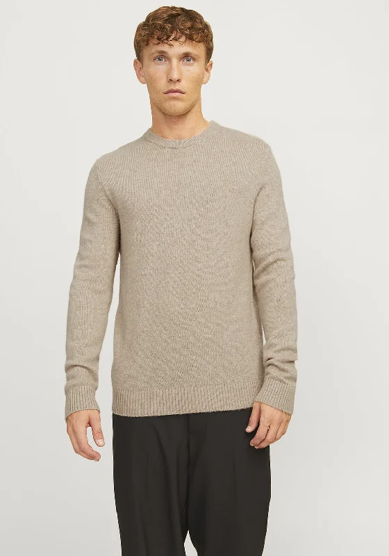 Jack & Jones Lambswool Knit Sweater, OatmealPerformance Knit Tops