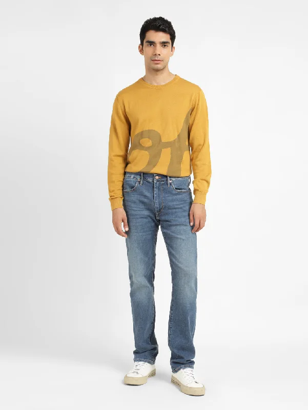 Men's Solid Yellow Crew Neck SweaterTravel Knit Tops