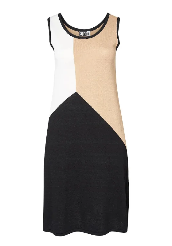 Aprico Curve Paurora Colour Block Knit Midi Dress, BlackEvening Dress