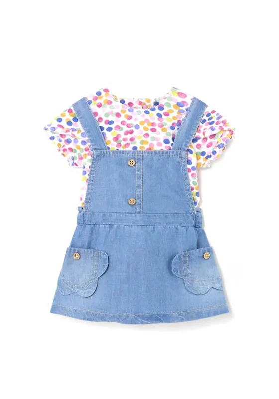 Mayoral Baby Girl Pinafore Dress and Tee Set, BlueVelvet Dress