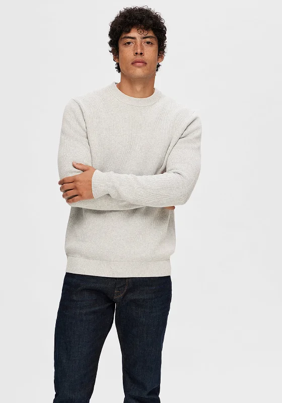 Selected Homme Dane Knit Sweater, Light Grey MelangeMohair Knit Tops