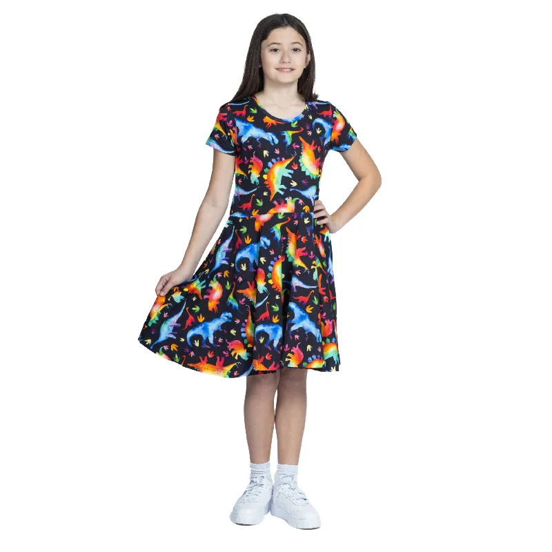 Rainbowsaurus Kids Twirl DressBall Dress