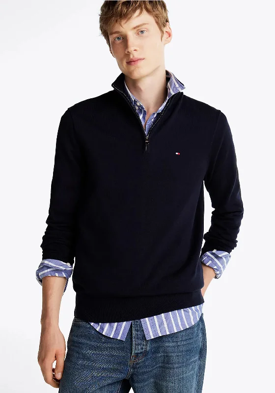 Tommy Hilfiger Essential Quarter Zip Sweater, NavyCollege Knit Tops