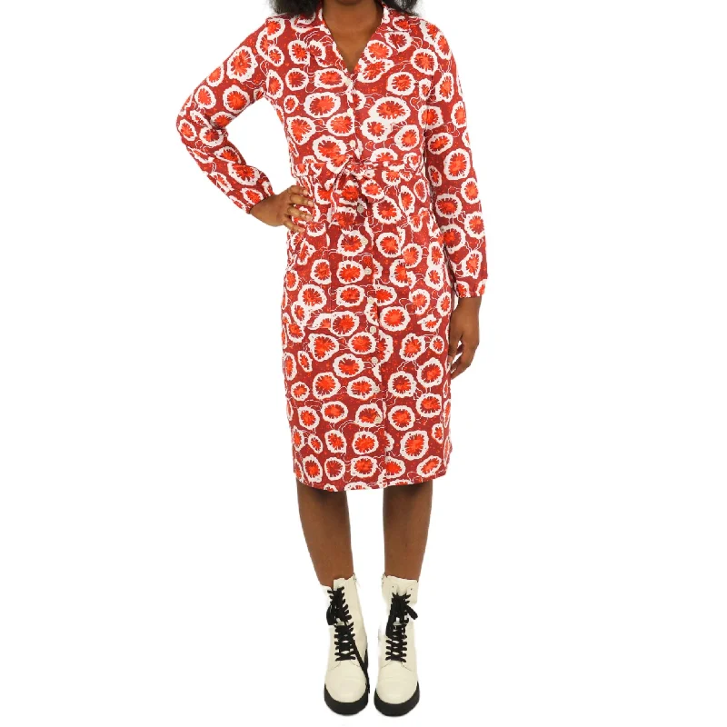 Coral Cross Section Belted Button-Up Dress [FINAL SALE]Uniform Dress