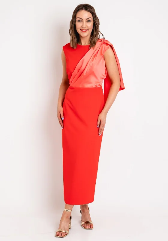 Caroline Kilkenny Stephany Drape Shoulder Dress, OrangeMilitary Dress