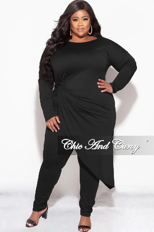 Women's sleeveless topsFinal Sale Plus Size 2pc High-Low Top and Pants in Black