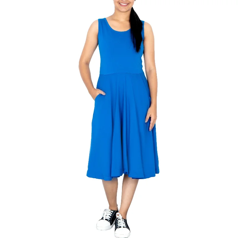 Azurite Sleeveless Twirl DressPeplum Dress