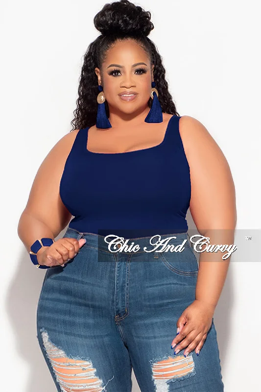 Large women's cardigan topsFinal Sale Plus Size Camisole with Thick Straps in Navy (Top Only)