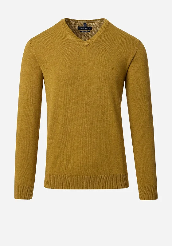 Casa Moda V Neck Sweater, Mustard YellowStreetwear Knit Tops