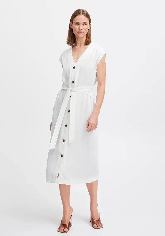 B.Young Ilini Tie Waist Midi Dress, MarshmallowBusiness Dress