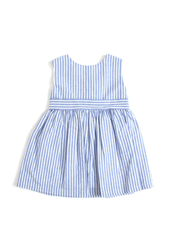 Sardon Baby Girl Stripe Sleeveless Dress, BlueParty Dress