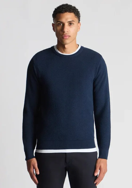 Remus Uomo Tapered Fit Merino Wool Blend Sweater, NavyHiking Knit Tops