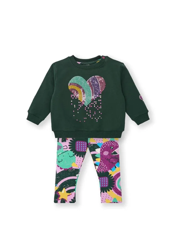 Tuc Tuc Girl Cyber Dino Sequins Sweater and Legging Set, GreenHip-Hop Knit Tops