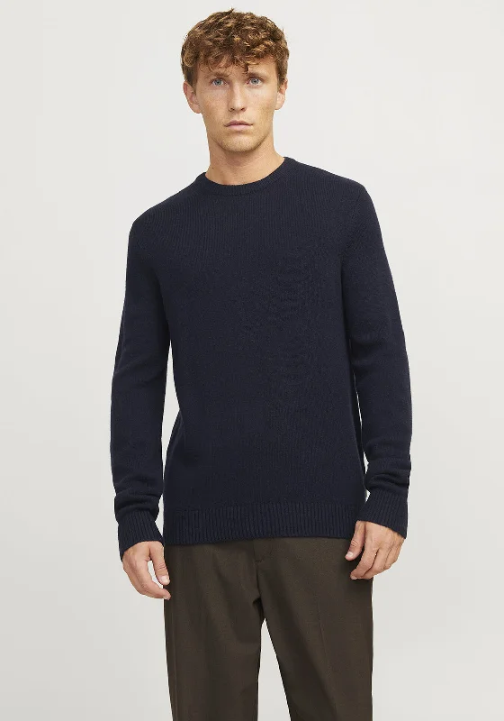 Jack & Jones Lambswool Knit Sweater, NavyAthletic Knit Tops